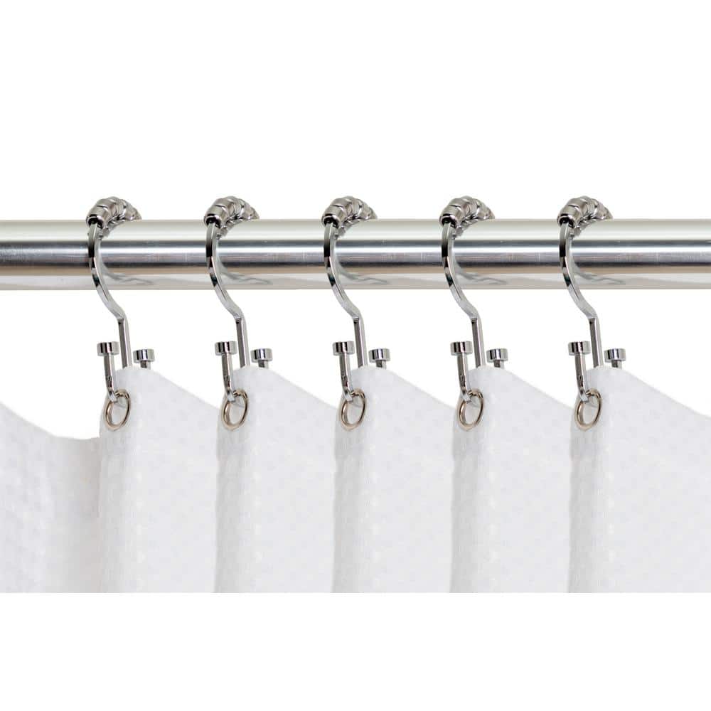 Double Glide Roller Shower Curtain Rings Hooks Stainless Steel Set Of 12 Chrome 