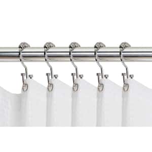 Deco Flat Double Roller Shower Curtain Hooks in Chrome