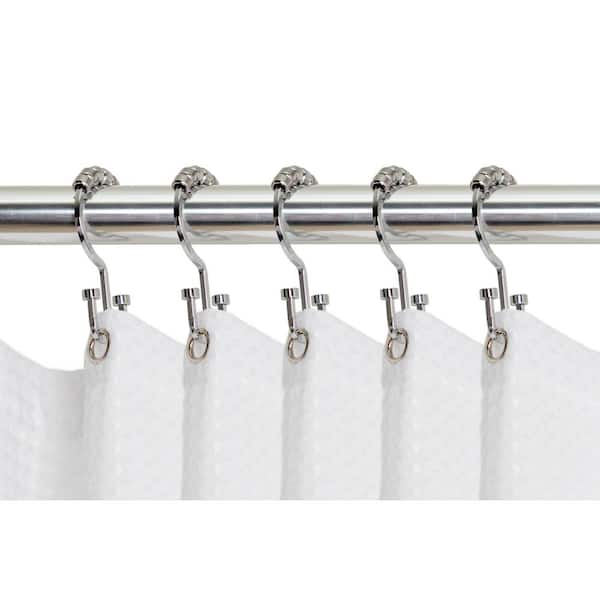 Utopia Alley Deco Flat Double Roller Shower Curtain Hooks in Chrome
