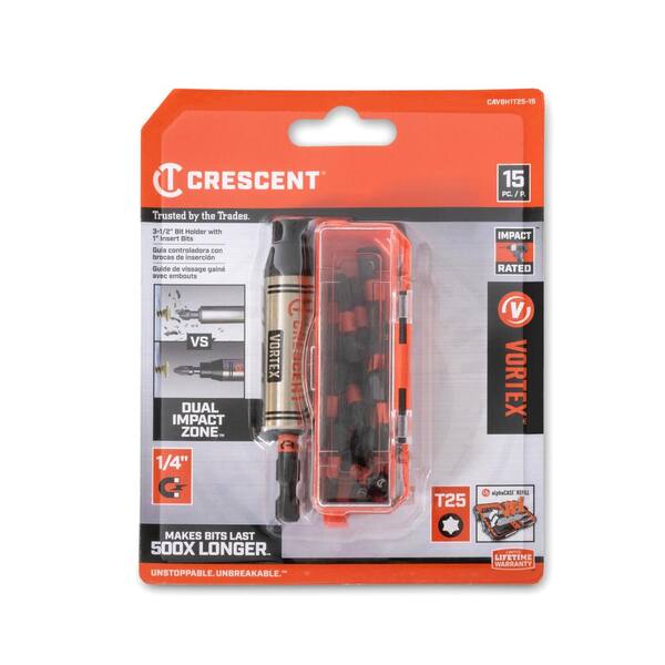 Crescent VORTEX Bit Holder with Torx Bits (15-Piece) CAVBH1T25-15