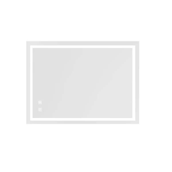 Silver 32 in. W x 24 in. H Rectangular Frameless Mirror with LED