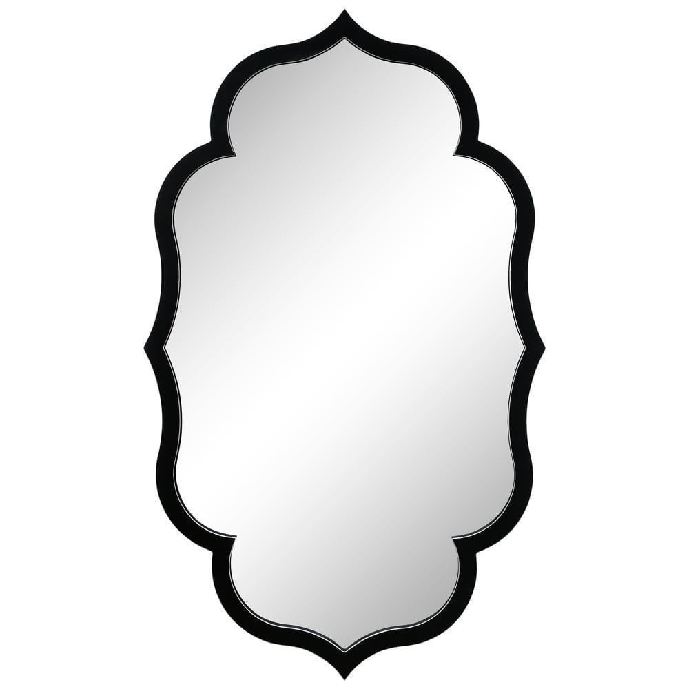 Curved Scalloped Wall Mirror on Black Matte Frame with Washed White Edges, 24 in. x 40 in. price history on PriceWatchPro
