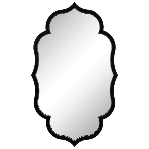 Empire Art Direct Curved Scalloped Wall Mirror on Black Matte Frame ...