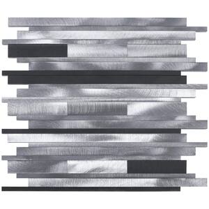 Slender Silver Gray 11.82 in. x 11.82 in. Interlocking Matte Aluminum Mosaic Tile (9.7 sq. ft./Case)