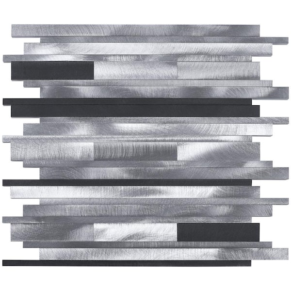 MOLOVO Slender Silver Gray 11.82 in. x 11.82 in. Interlocking Matte Aluminum Mosaic Tile (9.7 sq. ft./Case)