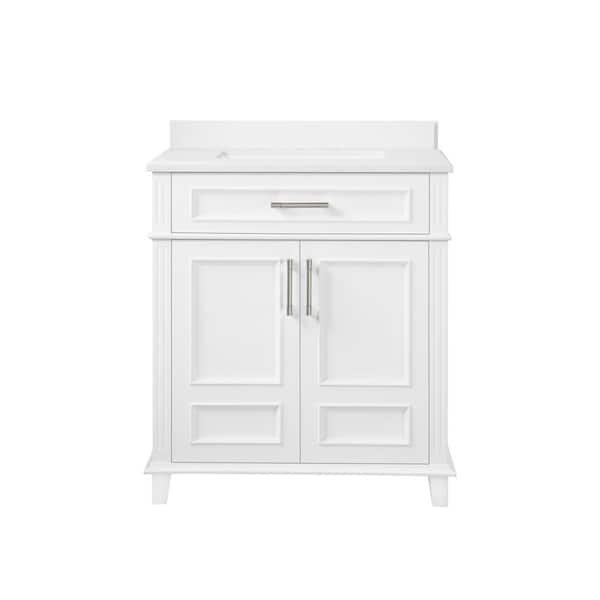Highgate 30 in. Single Sink White Bath Vanity with White Engineered Stone Top (Assembled)