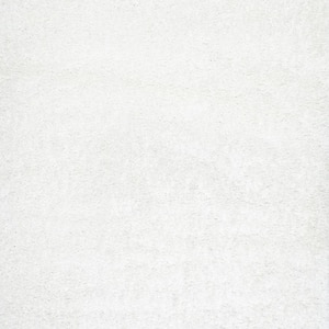Marleen Plush Shag White 10 ft. Contemporary Square Rug