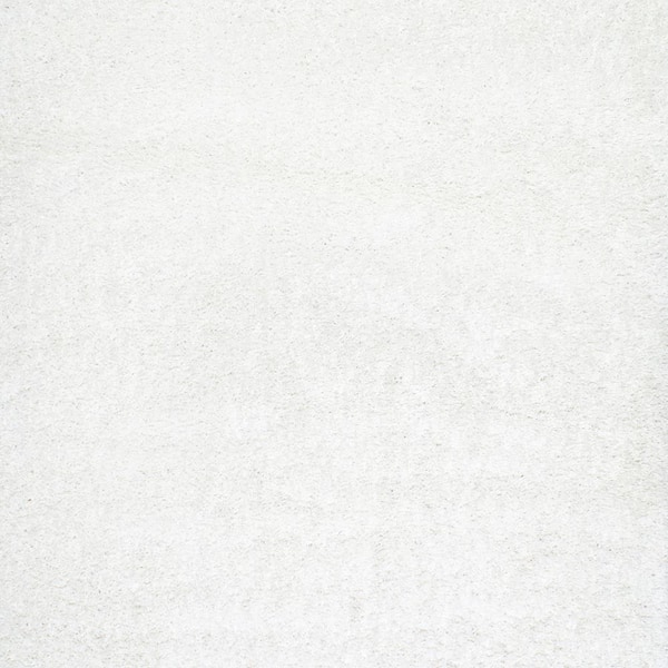 nuLOOM Marleen Plush Shag White 10 ft. Contemporary Square Rug