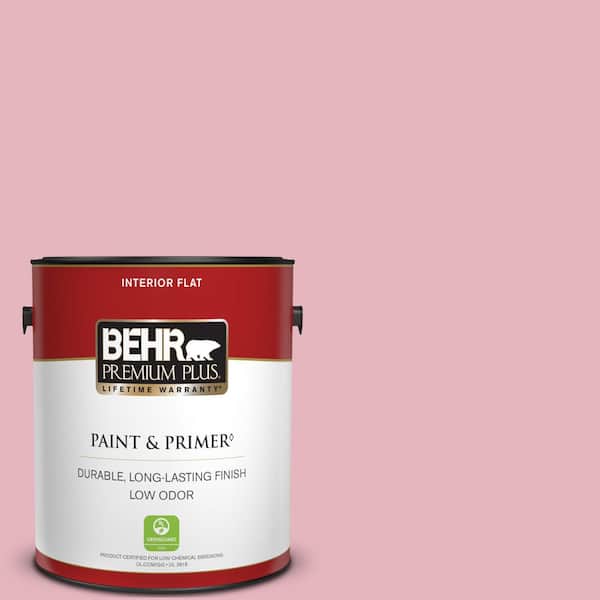 BEHR PREMIUM PLUS 1 gal. #M140-3 Premium Pink Flat Low Odor Interior Paint & Primer