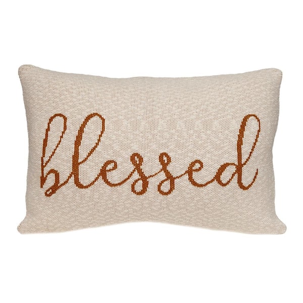Blessed 20 X 20 Transitional Beige Throw Pillow