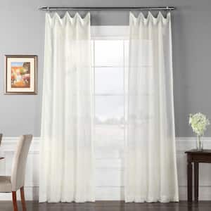 Off White Solid Double Layered Rod Pocket Sheer Curtain - 50 in. W x 108 in. L (1 Panel)