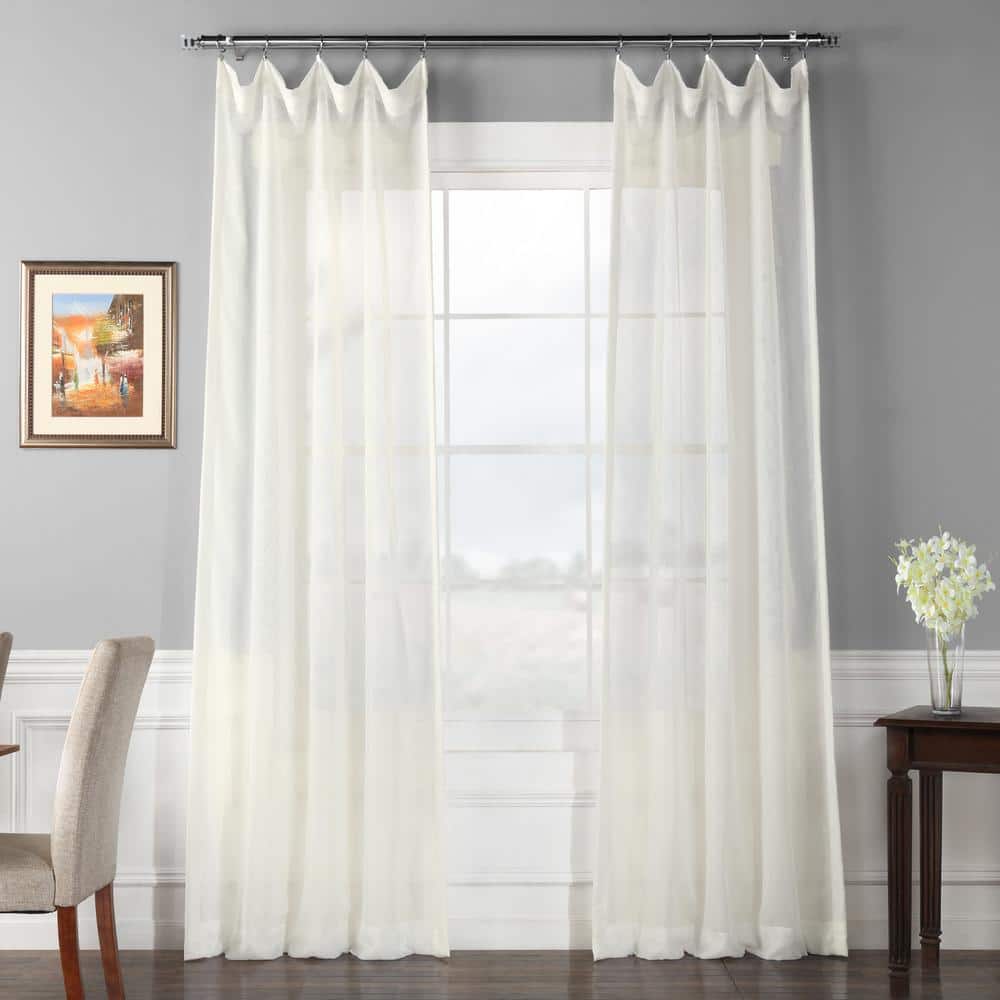 Off White Double Layered Sheer Polyester Curtain Panel 50 x 96