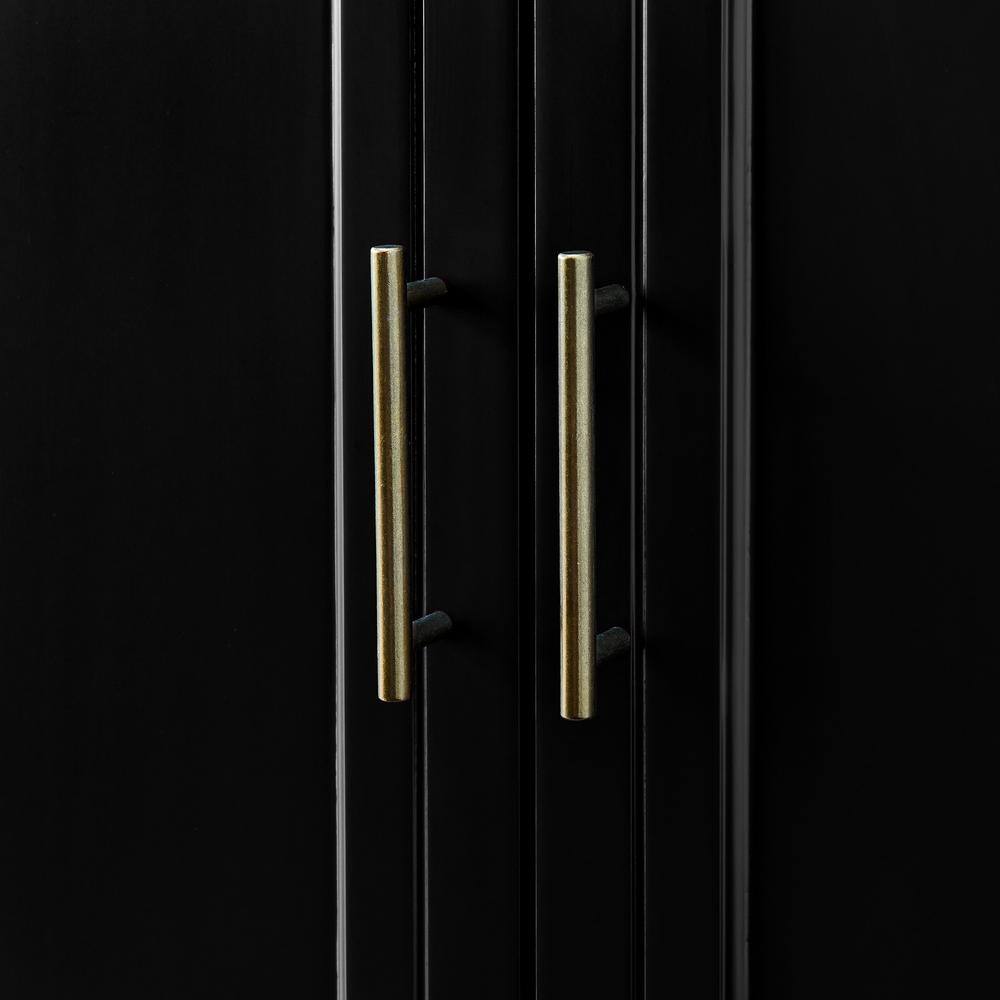 Black MDF and Glass 62" Tiered Modern Sideboard