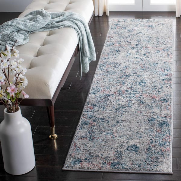 Meadow 2 ft. x 5 ft. Light Gray/Blue Distressed Marble Runner Rug