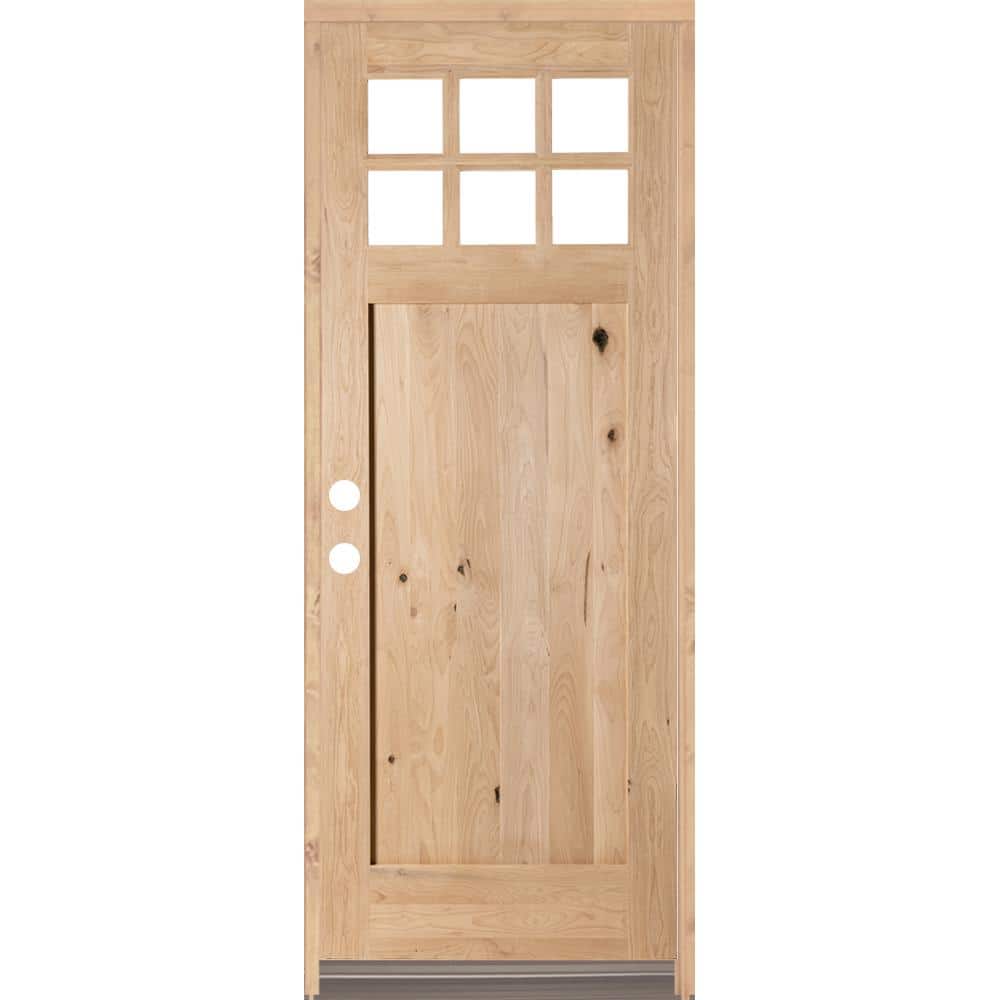 36 in. x 96 in. Craftsman 6-Lite w/Clear Beveled Glass Right-Hand Inswing Unfinished Knotty Alder Prehung Front Door price history on PriceWatchPro
