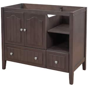 35 in. W x 31 in. D x 17.5 in. H Bath Vanity Cabinet without Top in Gray with Doors, Drawers and Open Adjustable Shelf