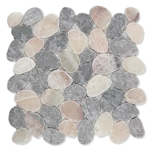 Pebble Marble Ash Grey Quartz Mix 11-1/4 in x 11-1/4 in x 9.5mm Mesh-Mounted Mosaic Tile (9.61 sq. ft./case)