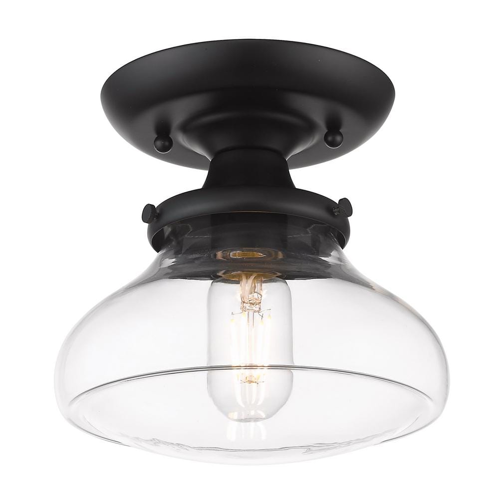 Nash Matte Black and Clear Glass Semi-Flush Mount Light