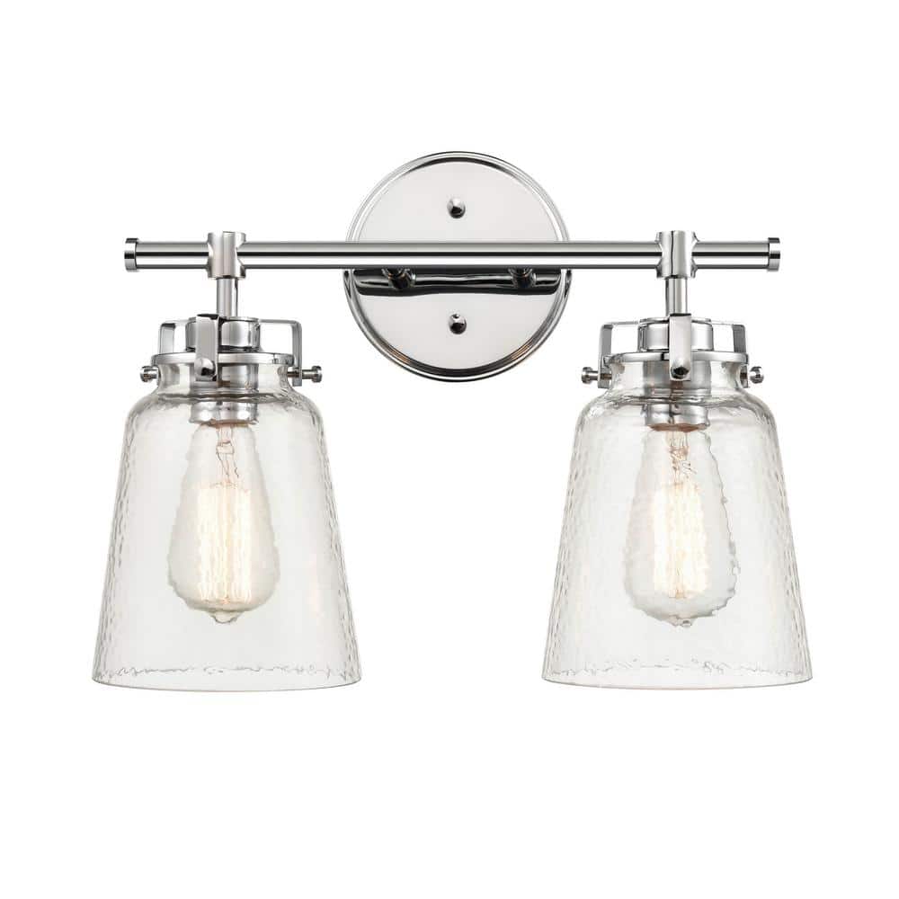 Amberose 16 in. 2-Light Chrome Vanity Light with Hammered Glass price history on PriceWatchPro