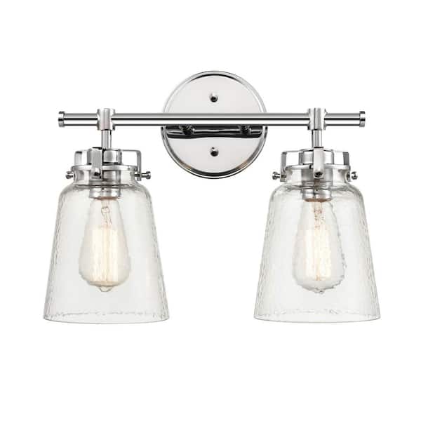 Millennium Lighting Amberose 16 in. 2-Light Chrome Vanity Light with Hammered Glass