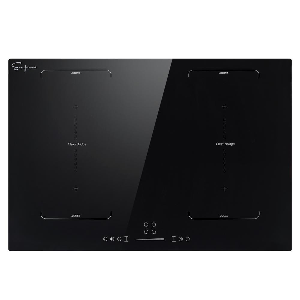 Empava 30 in. Smooth Surface Built In Induction Modular Cooktop in Black with 4 Elements including 2x Flex Zone Bridge Elements