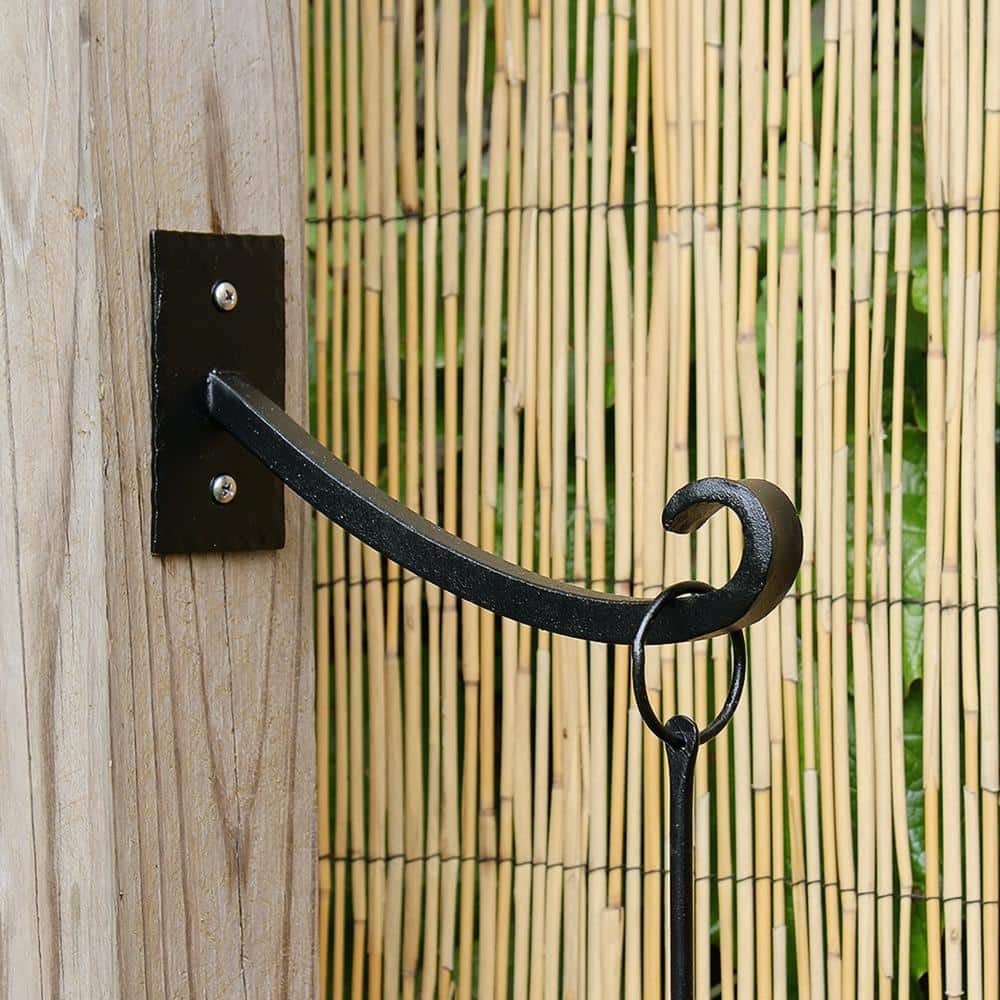 Black Wrought Iron Wall Bracket with Curved Hooks, Set of 2