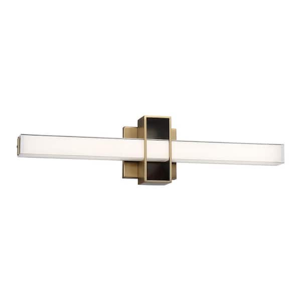 George Kovacs Major 24 in. Aged Brass LED Vanity Light Bar with Frosted Aquarium Glass