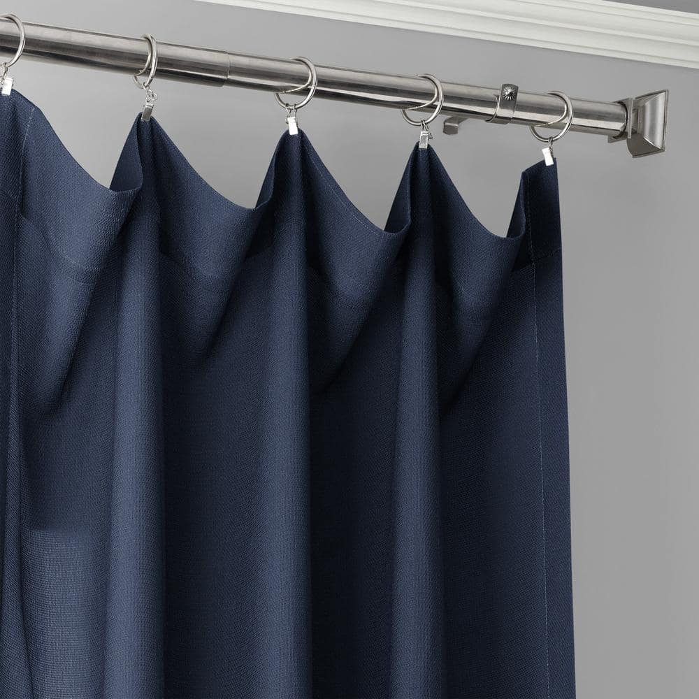 Ombre Blue Faux Linen Light-Filtering Curtain Panel 50x84