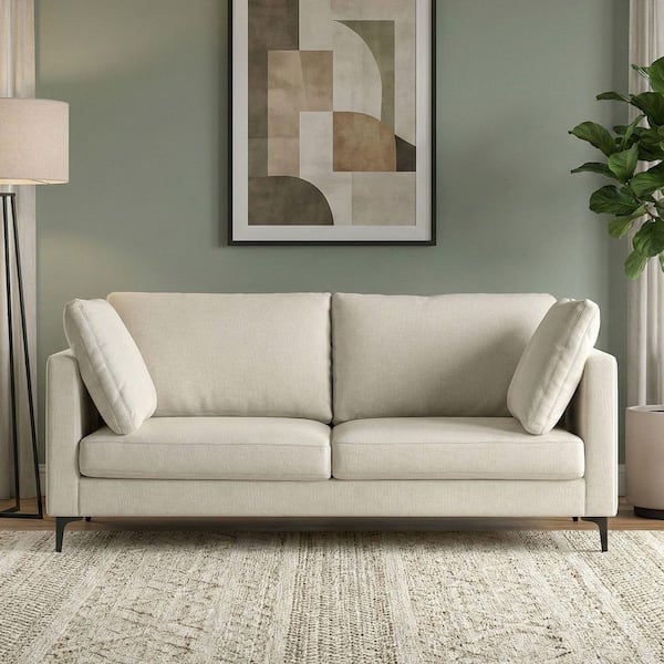 Simpli Home Ava 76 in. Straight Arm Performance Fabric Rectangle