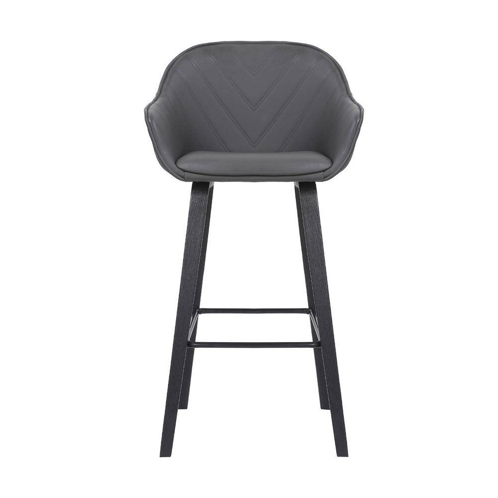 HomeRoots Gray Textured Faux Leather Modern Bar Stool 2000477043 The