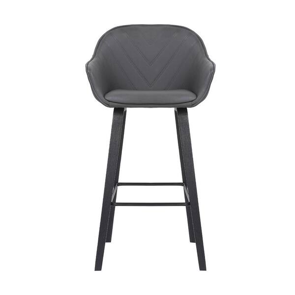 HomeRoots Gray Textured Faux Leather Modern Bar Stool