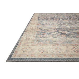 Hathaway Denim/Multi 3 ft. 6 in. x 5 ft. 6 in. Traditional Distressed Printed Area Rug