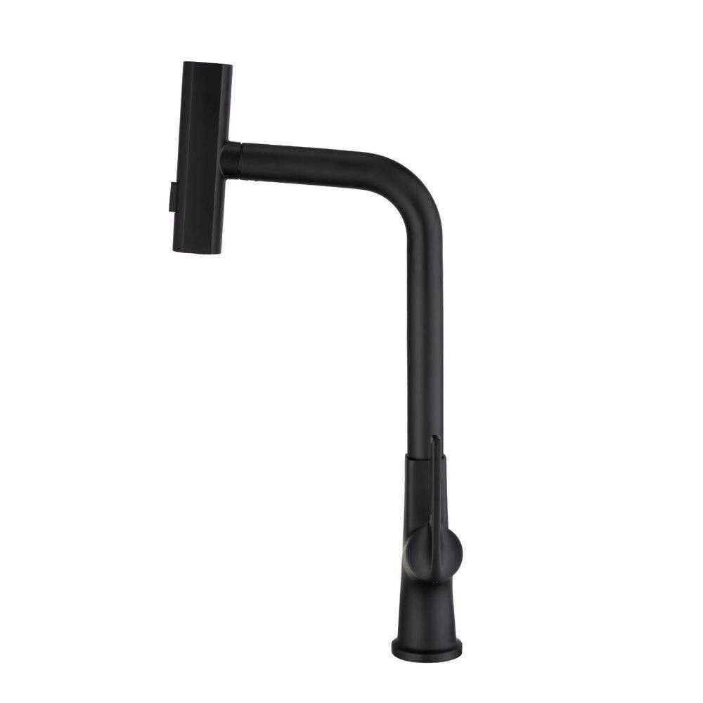 17.72 in. H Matte Black Waterfall Single Handle Pull Down Sprayer Kitchen Faucet with 360° Swivel price history on PriceWatchPro