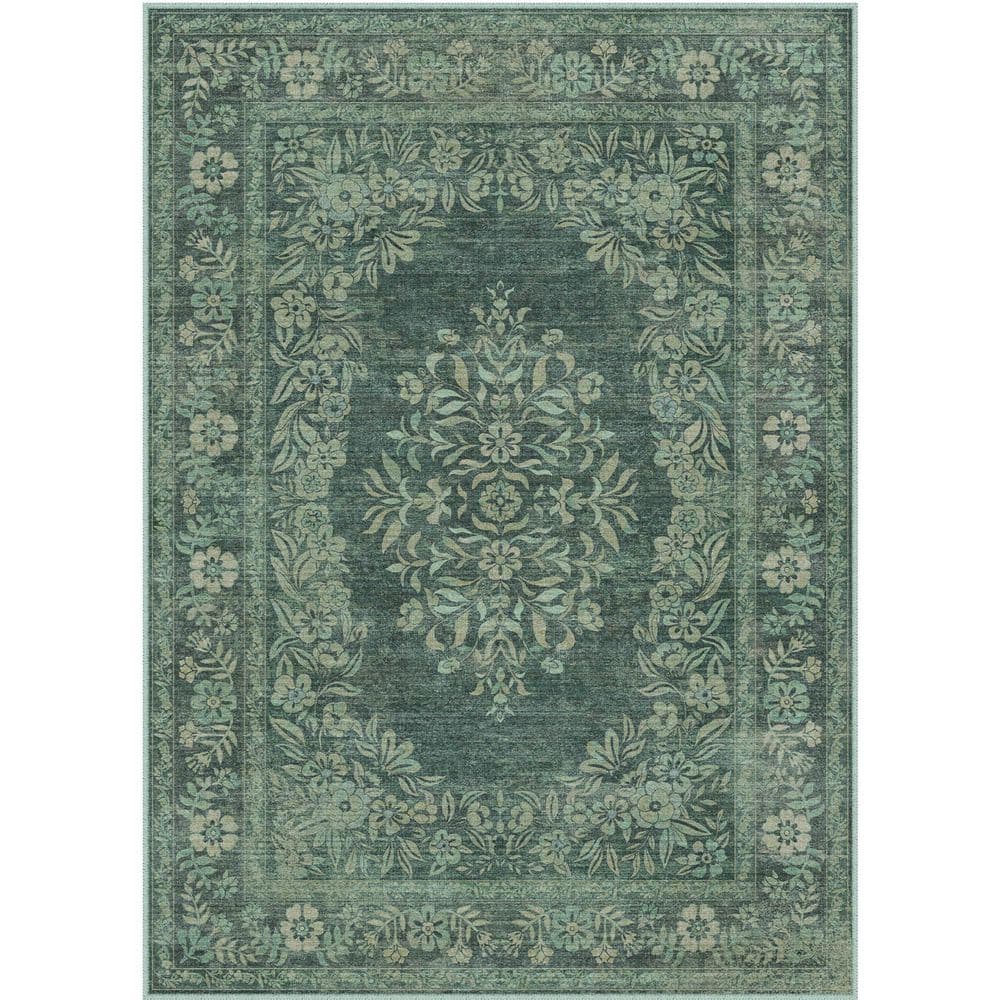 Kamuri Green 6 ft. x 9 ft. Vintage Washable Medallion Distressed Area Rug price history on PriceWatchPro