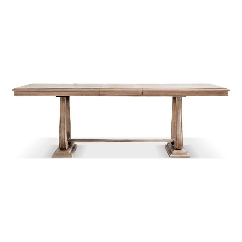 Furniture of America Espica Distressed Natural Wood 90 in. Trestle Tulip  Base Extendable Dining Table (Seats 6) IDF-N3601NT-T - The Home Depot