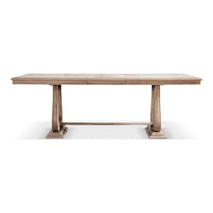 Espica Distressed Natural Wood 90 in. Trestle Tulip Base Extendable Dining Table (Seats 6)