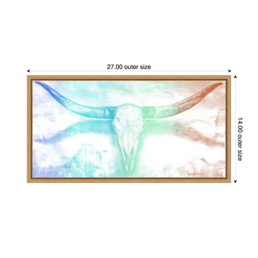 Longhorn Skull Abstract Canvas Print with Maple Frame
