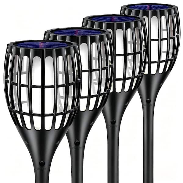 4-Pack Solar Lights Outdoor, 43 in. Flickering Flame Torch Lights, Waterproof Dusk to Dawn Landscape Security Lights