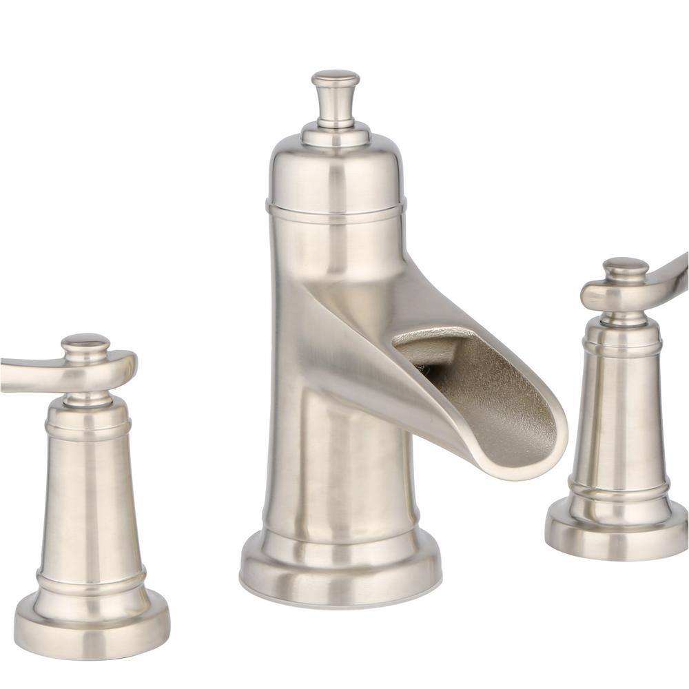 Ashfield Brushed Nickel 2-Handle Widespread Waterfall Bathroom Faucet