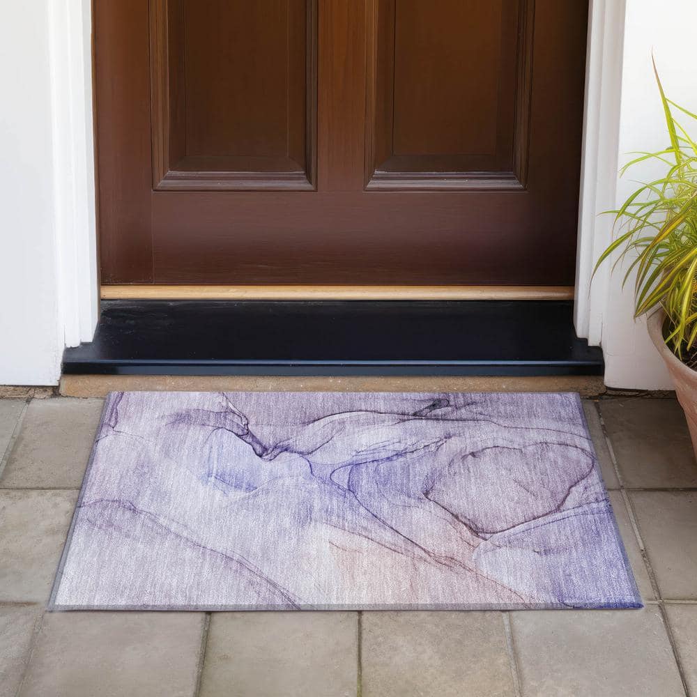 Purple Watercolor Pattern Machine Washable Area Rug