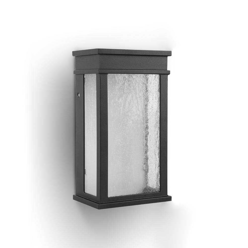 LUTEC 1-Light Black Integrated LED Outdoor Wall Lantern Sconce with Dusk to  Dawn Feature 5104101 The Home Depot