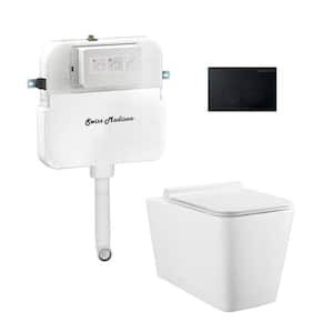 Concorde Back-to-Wall Toilet, Square, 3-Piece Bundle 0.8/1.6 GPF Dual Flush in Glossy White with Black Flush Plate