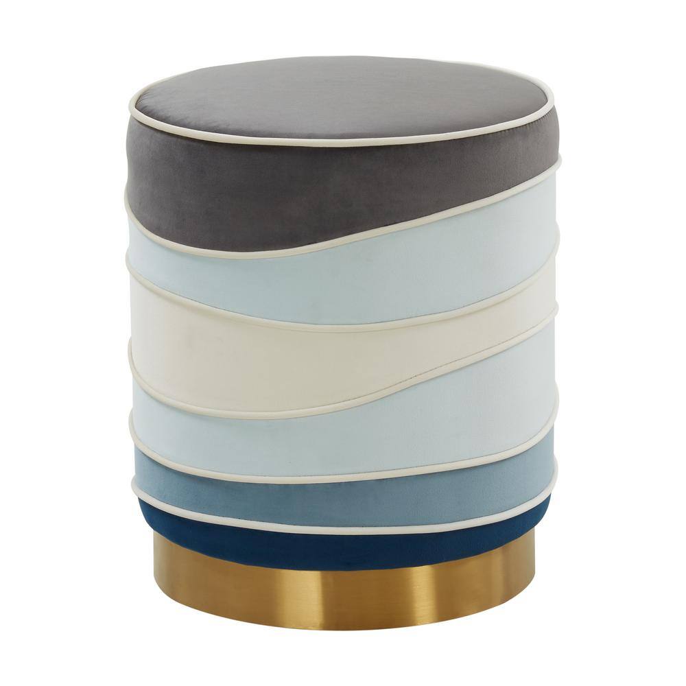 Leisuremod Almon Multicolor Velvet Round Ottoman AO16M The Home Depot