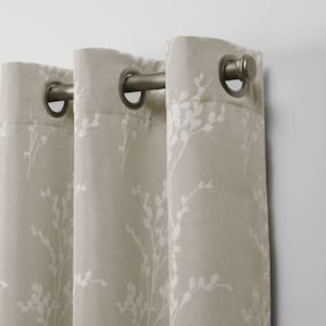 Turion Linen Floral Woven Room Darkening Grommet Top Curtain, 52 in. W x 84 in. L (Set of 2)