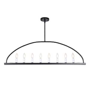 Decomus 480-Watt 8-Light Matte Black Linear Pendant Light without Shade, No Bulbs Included