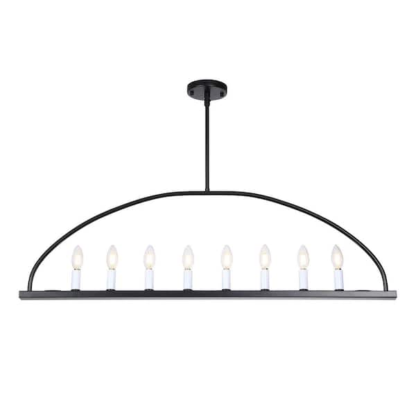 Unbranded Decomus 480-Watt 8-Light Matte Black Linear Pendant Light without Shade, No Bulbs Included