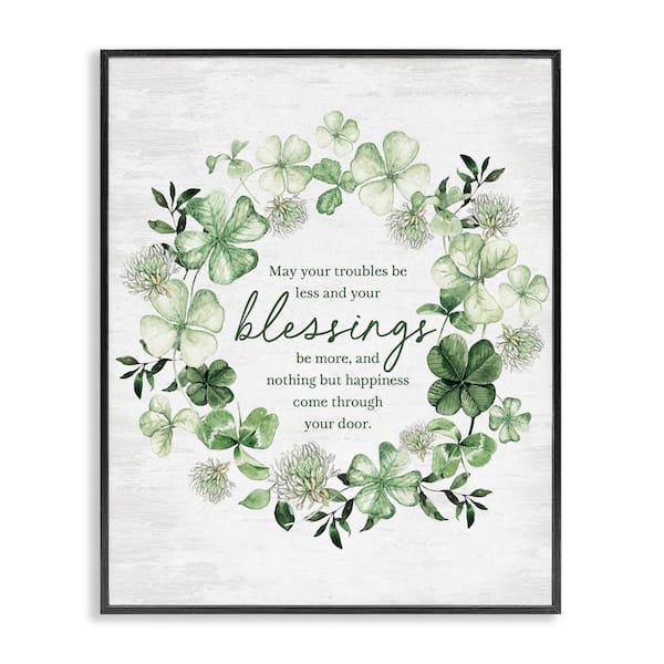 Irish Proverb Wreath by Lettered and Lined Black Framed Giclee Art Print Nature 30 in. x 24 in.