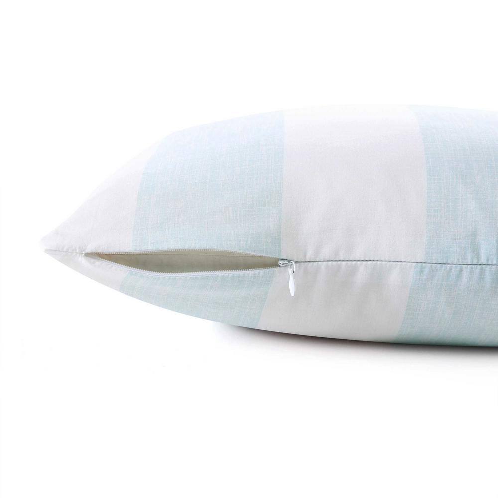 Blue and White Striped Cotton Throw Pillow, 20" x 20"