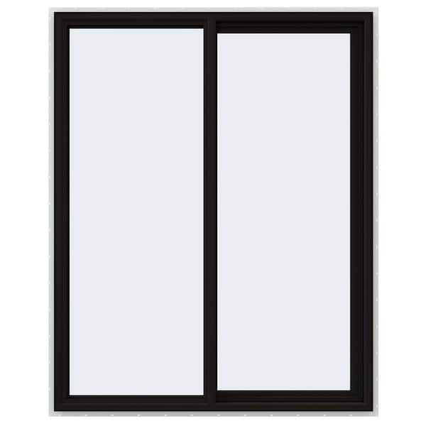 JELD-WEN 48 in. x 60 in. V-4500 Series Black Exterior/White Interior FiniShield Vinyl Right-Handed Sliding Window w/ Mesh Screen