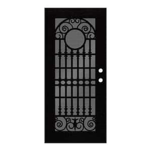 Spaniard 30 in. x 80 in. Right Hand/Outswing Black Aluminum Security Door with Black Perforated Metal Screen